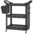 3-Tier Rolling Tool Cart with Side Shelf, Hooks & Storage Bucket, Plastic Utility Cart with Wheels, 200 lb Capacity (Black)
