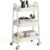 3-Tier Rolling Utility Cart, Metal Storage Organizer with Lockable Caster Wheels, Mobile Shelving Cart for Bathroom, Kitchen, Living Room, Office & Narrow Spaces, White