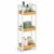 3-Tier Slim Rolling Storage Cart, 31.50 × 11.81 × 7.87 in, White and Bamboo