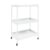 3-Tier Storage Utility Cart, White Rolling Service Cart with 4 Swivel Wheels (All with Brakes), Heavy Duty Metal Shelving Unit for Kitchen Living Room Office Garage, 100 lbs Load Capacity