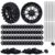 300pcs Mini Black Plastic Model Car Wheels with 2mm Hole and 150pcs 100mm Round Axle Shafts Rods DIY Science Engineering Craft Model Parts for Car Truck Boat Helicopter