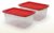 30.6″ Clear Plastic Storage Bin with Red Snap Lid, 2-Pack