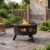 30 Inch Outdoor Wood Burning Fire Pit, Heavy Duty Wrought Iron Firepit with Spark Screen & Lift Ring, Black Patio Fire Bowl for Backyard, Garden, Backyard Fire Pit, Decorative Bear Garden Bonfire Bowl