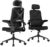Ergonomic Office Chair – Desk Chair with Adjustable Headrest Lumbar Support Computer Chair – Mesh Comfy Chair with Flip-up Armrests – Gaming Chairs for Adults Home Office (Black+Black)