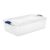 32 Qt Clear Plastic Storage Bins with Lid, Shallow Flat Under Bed, Blue