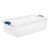 32 Quart Clear Plastic Storage Bin with Blue Latching Lid