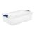 32 Quart Latch Box, Clear Plastic Storage Bin with Lid, Blue Latch