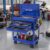 35.43″ L 3 Drawer Cart with Wheels and Steel Top, Metal Tool Box with Drawers with Key Lock & Side Handle, Rolling Tool Chest Workbench with Open Bottom Shelf， Blue