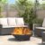 39-inch Modern Wood Burning Fire Pit, Heavy Duty Cold-Rolled Steel Outdoor Fire Bowl for Backyard Patio, Garden Bonfire Heating and BBQ Grill Station
