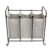 3 Bin Laundry Sorter Cart with Removable Fabric Hampers, Grey