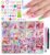 3D Assorted Chunky Nail Charms and Gems Kit, Pearls Bows Heart Star Cute 3D Flowers Rose Bear Macaron Round Beads Embellishments for Nail Art, Craft with Tweezer and Pickup Brush (13-20 Grids-Mixed)