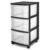 3 Drawer Medium Cart Clear Plastic Storage Drawers, Black