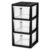 3 Drawer Plastic Storage Tower with Clear Removable Bins, Black