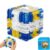 3D Rolling Ball Maze Cube, Marble Labyrinth Cube, 3D Labyrinth Puzzle Cube, Spatial Awareness Brain Training Educational Focus Game Gift for Adults Teens Kids (Yellow & Blue)