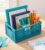 3 Pack Mini Plastic Collapsible Crate Desk Organizer, Teal