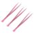 3pcs Pink Stainless Steel Manicure Tweezers with Two Headed Design