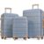 3‑Piece ABS Hardside Luggage Set Nestable Suitcase 20″/24″/28″ Light Blue
