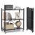 3 Tier Foldable Storage Shelves with Wheels, Metal Collapsible Organization Storage Rack, No Assembly Folding Bookshelf, Rolling Storage Rack for Kitchen, Bedroom, Pantry, Garage, Display, Black