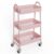 3‑Tier Metal Rolling Storage Cart, Pink Utility Organizer Cart with Lockable Wheels, Multi‑Purpose Shelving Unit for Kitchen, Bathroom, Living Room, Bedroom and Narrow Corner Spaces