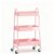 3‑Tier Metal Rolling Utility Cart, Pink Mobile Storage Organizer with Lockable Wheels, Multipurpose Shelving Unit for Kitchen, Bathroom, Bedroom, Living Room and Narrow Corner Spaces