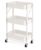3 Tier Rolling Cart with Wheels, Foldable Utility Storage Cart for Kitchen Bathroom Office, Heavy Duty Metal Organizer, No Assembly Required, Space Saving Mobile Shelving Unit, Black/White
