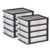 4-Drawer Compact Desktop Organizer, Stacking Desktop Unit, Black-Clear, Set of 2