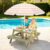 4-in-1 Kids Sand and Water Table with Removable Weatherproof Umbrella, Wooden Outdoor Picnic Table with 2 Covered Bins, Activity Sensory Table for Toddlers, Boys and Girls, Seats 4, Multi Play, Pink