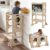 4-in-1 Toddler Kitchen Step Stool,Montessori Foldable Learning Standing Tower with Blackboard, Anti-tip Structure Design,Wooden Kitchen Step Helper Stool for 1-3 Year Old Boy Girl