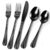 40-Piece Black Silverware Set, Elegant 18/0 Stainless Steel Utensils,Frosted Mirror Polished, Dishwasher Safe, Flatware Serving for 8