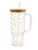40 oz Floral Glass Tumbler with Handle, Bamboo Lid & Reusable Straw, Drinking Cup, Large Borosilicate Glass Cup for Iced Coffee, Tea, Water, Smoothies & Juice (Clear with Daisy Print, Floral)