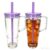 40oz Insulated Clear Tumbler with Handle and Lid & Straw, Reusable Travel Mug for Cold and Hot Drinks, Double-Wall Plastic Water Bottle | Crystal-Clear | Car Cup Holder Fit | Leakproof | BPA-Free