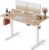 48×24 Inches Electric Height Adjustable Standing Desk Sit Stand Computer Office Desk with Splice Board 3 Memory Presets White Frame Maple Top for Home Office