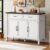 48 Inches Sideboard Buffet Cabinet with Storage, Farmhouse Sideboard Buffet w/2 Drawers and 3 Doors, Wood Kitchen Console Table with Adjustable Shelf, for Living Room, Hallway, Off White