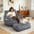 4 Ft Bean Bag Chair,Bean Bag Chairs with Ottoman for Living Room, Dark Grey