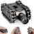4 in 1 Metal Tank Fidget Slider Chain Spinner Hand Roller Finger Clicker Toy, Tactile Feedback Mechanical Clicking Sound Fidget Desk Toy, EDC Stress Relief Focus Gadget for Adults Kids, Black