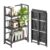 4NM No Assembly Folding Bookshelf Storage Shelves 3 Tiers Vintage Bookcase Standing Racks Study Organizer Home Office (Gray Black)