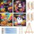 4 Pack Halloween Paint by Numbers Kit for Kids with Frame – Wooden Easel, Cute Halloween Kids Paint by Numbers Kits Ages 8-12, Easy DIY Acrylic Oil Painting by Number for Home Wall Decor Gift 8×8 inch