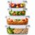 4 Pack Large Glass Food Storage Containers with Lids, 63 oz & 22 oz, Airtight & Leak-Proof Glass Meal Prep Containers for Family Meal Prep, Leftovers, Lunch, Microwave, Oven, Freezer, Dishwasher
