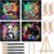 4 Pack Paint by Numbers Kit for Kids with Frame – Wooden Easel 8×8 inch