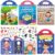 4 Pack Reusable Sticker Books – Educational Learning Puffy Stickers Activity Pack, 4 Themes (Supermarket/Ocean Animal/Wild Animal/Human Body), Peel and Stick