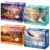4 Packs 100 Piece Puzzle, Beach Harvest Winter Campfire 100 Piece Puzzles for Adults Seniors, Nature Landscape Large Piece Jigsaw Puzzles 100 Pieces for Seniors Adults Family Game Gifts (15×10 in)