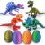 4PCS 3D Printed Dinosaur Eggs, Cool 3D Printer Dinosaur Fidget Toys for Kids Articulated Skeleton Dinosaur Animal set, Prefilled Easter Egg Basktet Stuffer Christmas Stocking Stuffer for Kid Boy Adult