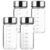 4 Pcs Borosilicate Glass Bottles, 10 oz / 300 ml Drinking Bottles, Portable Glass Juicing Bottles with Stainless Steel Lids and Scale, Clear Food Storage Containers, 5.75 x 2.56 in / 14.6 x 6.5 cm