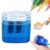 4 Pcs Pencil Sharpeners with Lid, 2027 New Dual Hole Sharpener, Colored Handheld Sharpener Suitable for Kids Adults Students School Class Home Office (Blue-Square)