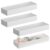4 Pcs Plastic Drawer Organizers, White Cosmetic and Office Organizer Trays for Desk, Bathroom, Kitchen, and Office, Stackable Storage Boxes, Large Size, Easy Drawer Dividers and Countertop Storage