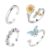 4 Pcs Rings, White Gold Adjustable Sunflower Bee Spinner Rings with Snowflake Design, Alloy Zircon Rotatable Rings for Women, Romantic Jewelry with Distinctive Style, for Daily Wear