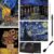 4 Pcs Scratch Art Rainbow Painting Paper, Vincent Van Gogh Engraving Art & Craft Set, DIY Sketch Card Scratchboard for Teen&Adult – Cafe Terrace at Night, Sunflowers, Starry Night Over the Rhone(Star)