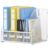4 Vertical Compartments Magazine File Holder, Metal Binder Organizer, White