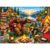 500 Piece Jigsaw Puzzle for Adults – Cozy Cabin Lake Camping Scene with Bear, Dogs, Deer, Campfire Music Night, Mountain Sunset Nature Puzzle for Home Decor & Gift, 20.5 x 15 in
