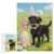 500 Piece Religious Cross Bunny Lilies Puzzle – Wooden Cross with Purple Cloth,White Bunny,and He is Risen Text on Soft Blue Watercolor Background, Inspirational Spring Theme,20.5×15 Inches